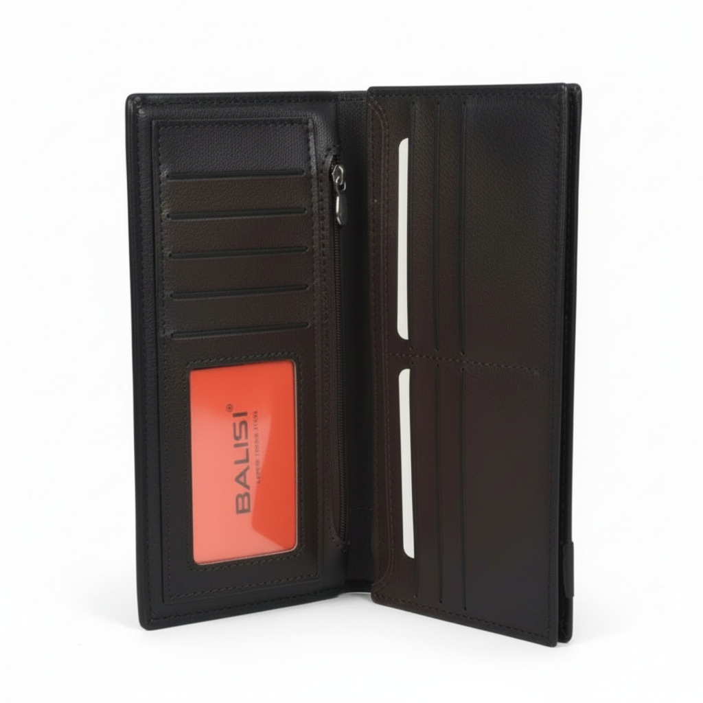 Men's Black Long Wallet Premium Leather