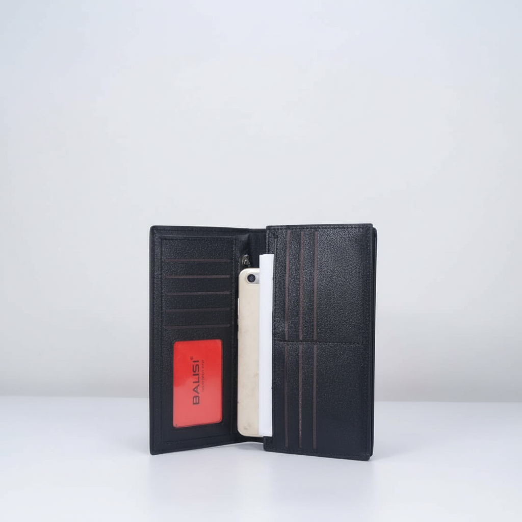 Men's Black Long Wallet Premium Leather
