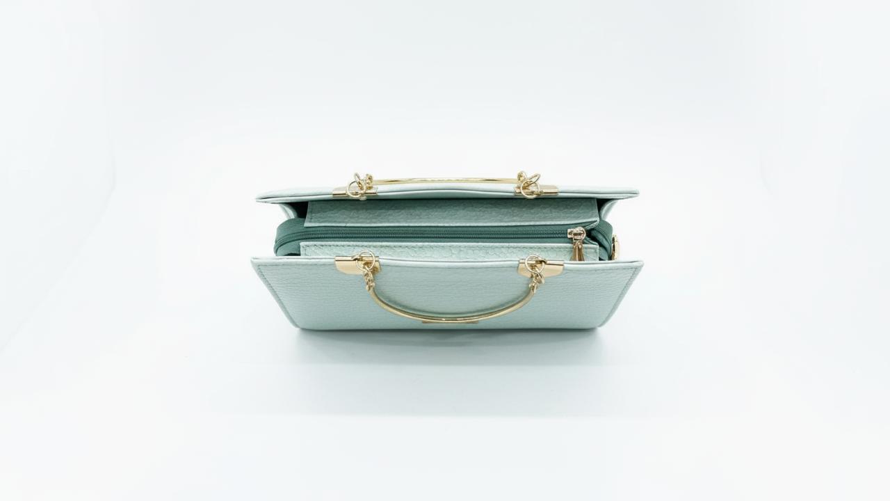 Signature Ice-Blue Textured Handbag